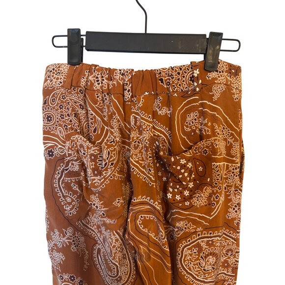 2/$30 ZARA XS Paisley Print Wide Leg Pants Rust/Brown Bohemian Style - Picture 14 of 15